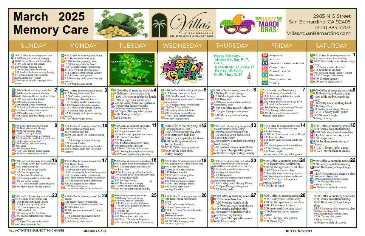 Villas at SB MC Calendar 03-2025